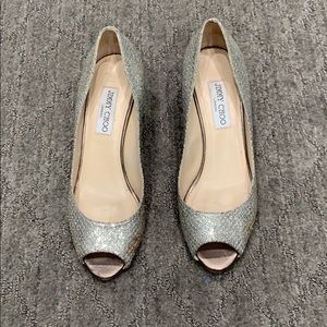 Jimmy Choo glitter wedges